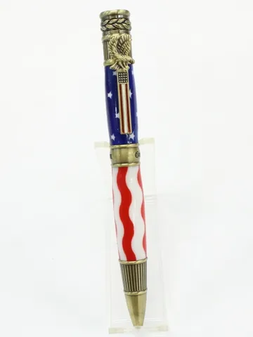 American Patriot Pen in Antique Brass handcrafted by Paul's Pens n Things