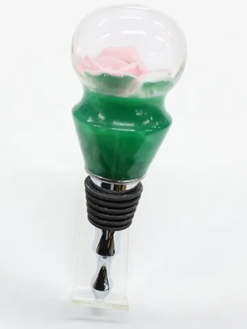 Green / Pink Bottle Stopper handcrafted by Paul's Pens n Things