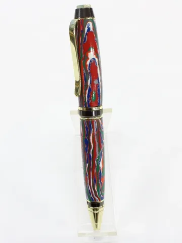 24kt Gold & Gun Metal Cigar Pen with Fordite Barrels handcrafted by Paul's Pens n Things