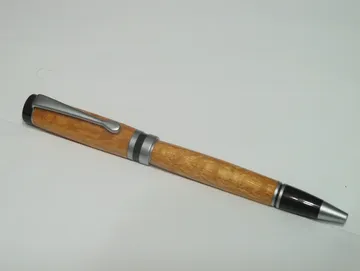 Classic Twist Pen in Satin Chrome with Lacewood handcrafted by Paul's Pens n Things