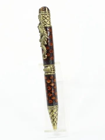 Dragon Twist Pen in Antique Brass handcrafted by Paul's Pens n Things