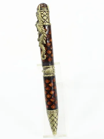 Dragon Twist Pen in Antique Brass handcrafted by Paul's Pens n Things