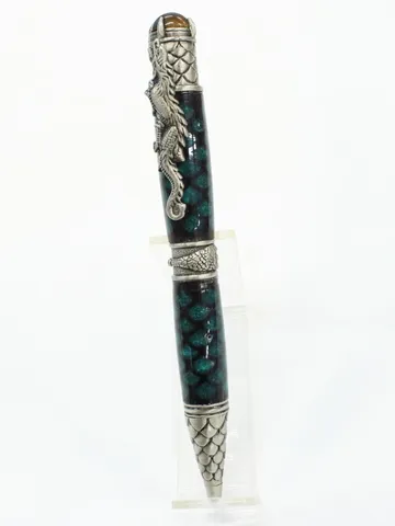 Dragon Twist Pen in Antique Pewter handcrafted by Paul's Pens n Things