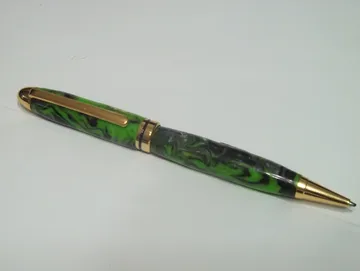 Designer twist pen in inlace acrylester 119 resin with 24kt gold trim