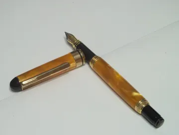 Euro style fountain pen in gold pearl resin with 24kt gold trim