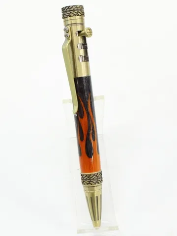 Gearshift Pen in Antique Brass handcrafted by Paul's Pens n Things