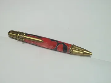 Knights Armor Pen in Antique Brass with AQ06 Resin handcrafted by Paul's Pens n Things
