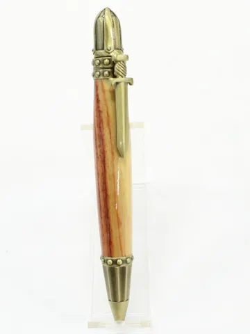 Knights Armor Pen in Antique Brass with Wood Barrel handcrafted by Paul's Pens n Things