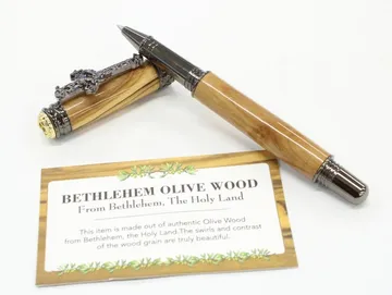 Amazing Grace rollerball turned from Bethlehem olive wood