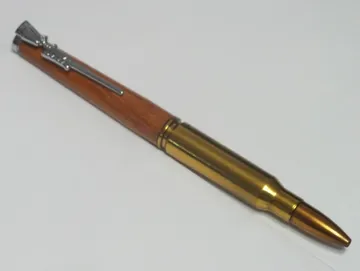 .308 rifle cartridge pen in afzelia with a chrome clip and cap