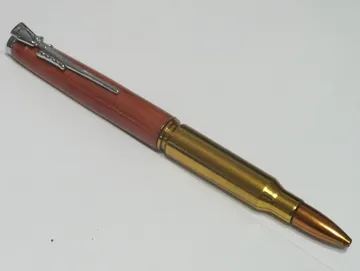 .308 rifle cartridge pen in cedar with a chrome clip and cap