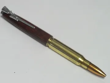 .308 rifle cartridge pen in padauk with a chrome clip and cap
