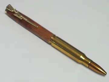 .308 rifle cartridge pen in afzelia with a 24kt gold clip and cap