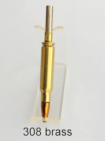 Polished brass .308 Winchester cartridge pen assembly
