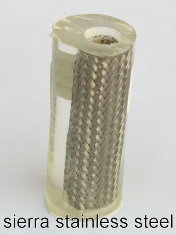 Clear-cast braided stainless steel sleeve on a Sierra pen tube