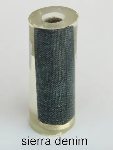Clear-cast denim cloth wrapped on a Sierra pen tube